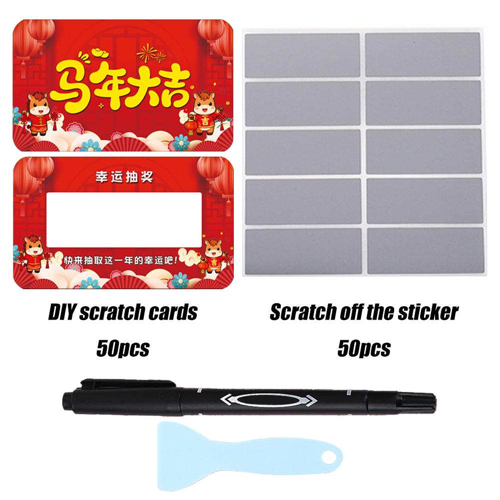 2026 Lunar New Year Year Of The Horse DIY Scratch Off Cards Kit 50PCS Festive Red Chinese Spring Festival Party Favors
