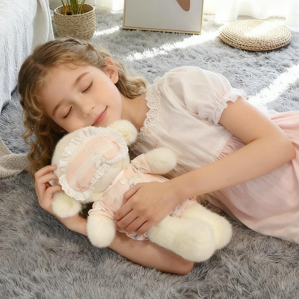 Adorable Sleepy Lamb Plush Toy Wearable Pajama Style Stuffed Animal Soft Fleece Perfect Cuddling Companion For Kid Bedtime Decor