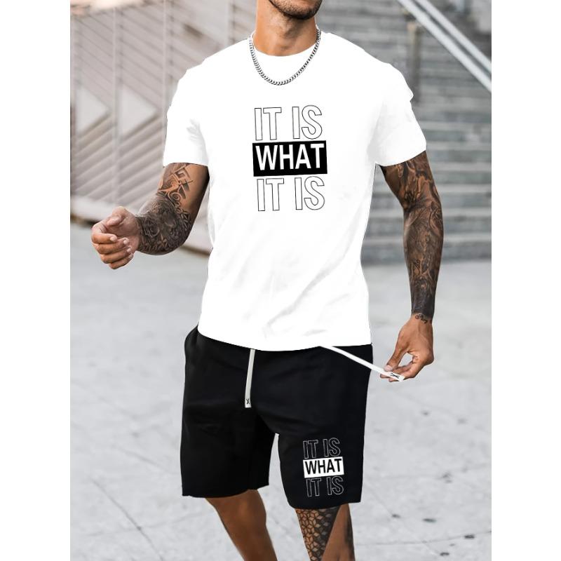 Casual suits for men, summer short-sleeved American shorts, handsome summer clothes, a complete set S