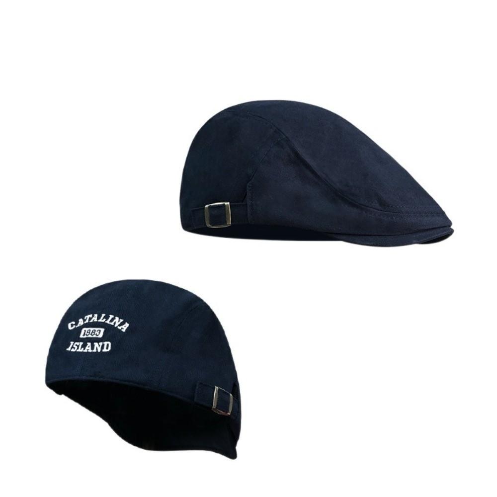 Cotton Letter Embroidery Beret Adjustable Newsboy Cap Cool Forward Hat  Women