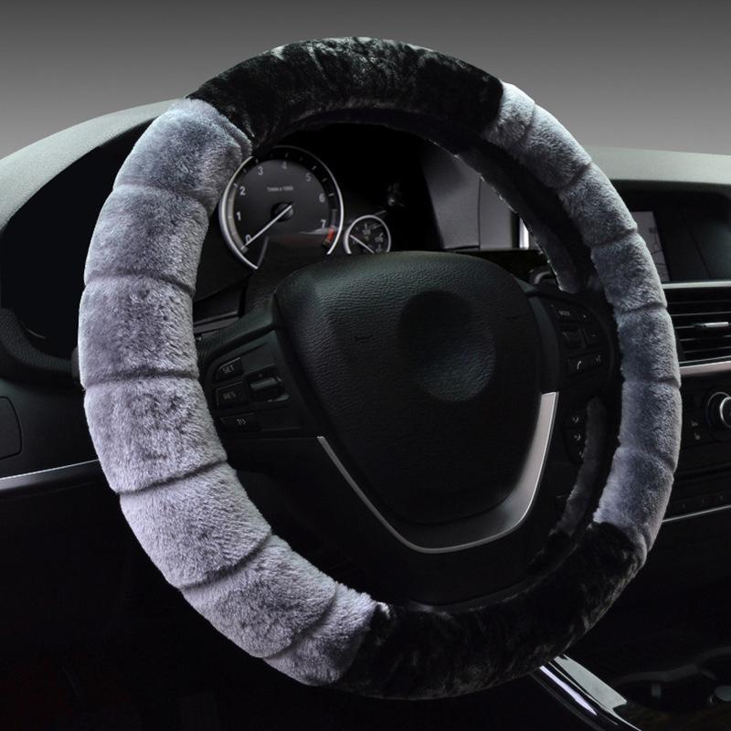 Women's Winter Warm Fluffy Steering Wheel Cover with Plush Furry Interior & Soft Grip - 38cm Cute Steering Wheel Cover