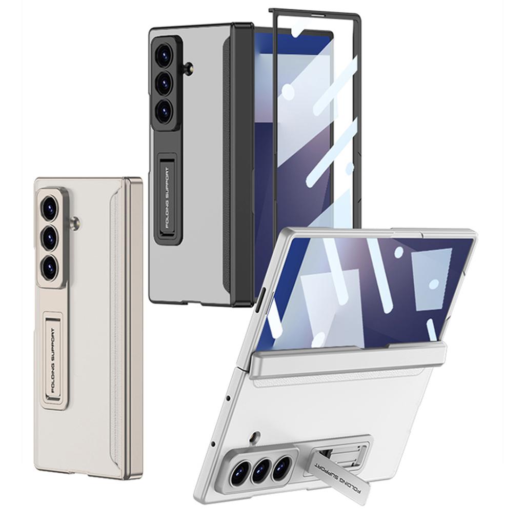 Magnetic Hinge Translucent Frosted Case for Samsung Galaxy Z Fold 7 Outer Screen Glass Holder Hard Cover for Galaxy Z Fold7 Case