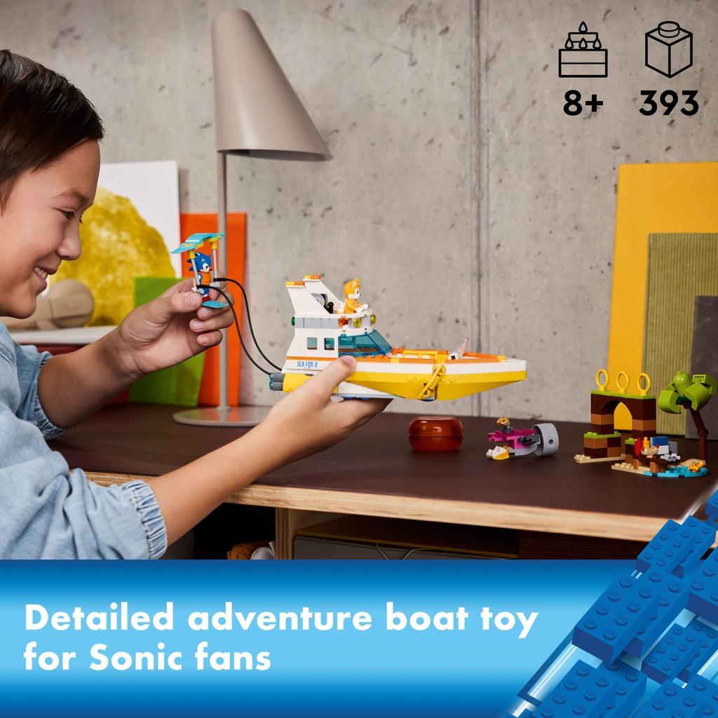 LEGO Sonic the Hedgehog: Tales Adventure Boot Interaktives Spielzeug Bauklötze, Videospiel Spielzeug mit Sonic Charakteren und Wasserski, Gamer Geschenk für Jungen a