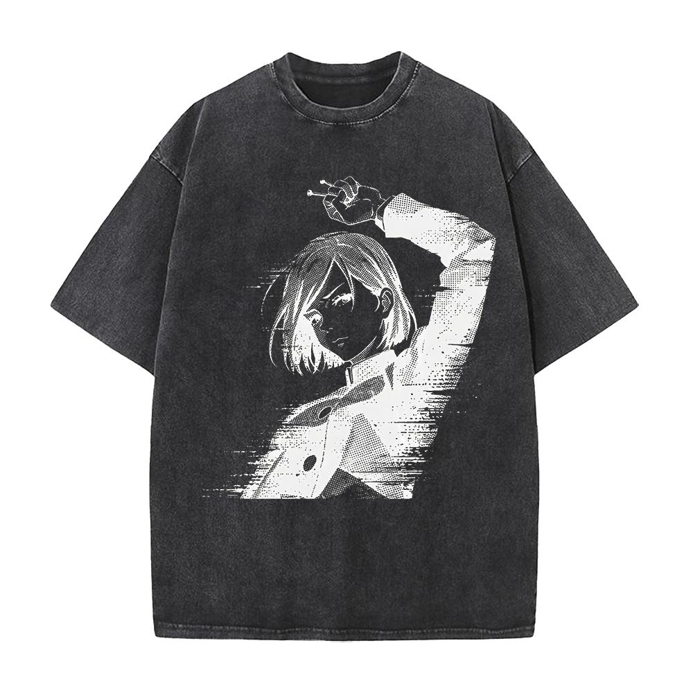 Kugisaki Nobara Potisknuté Tričko Anime Jujutsu Kaisen Oblečení Muži Ženy Retro Prané Trička Bavlněné Tričko Harajuku Unisex Tričko