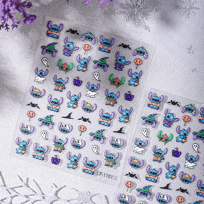 5D Embossed Halloween Pumpkin & Ghost Nail Art Stickers