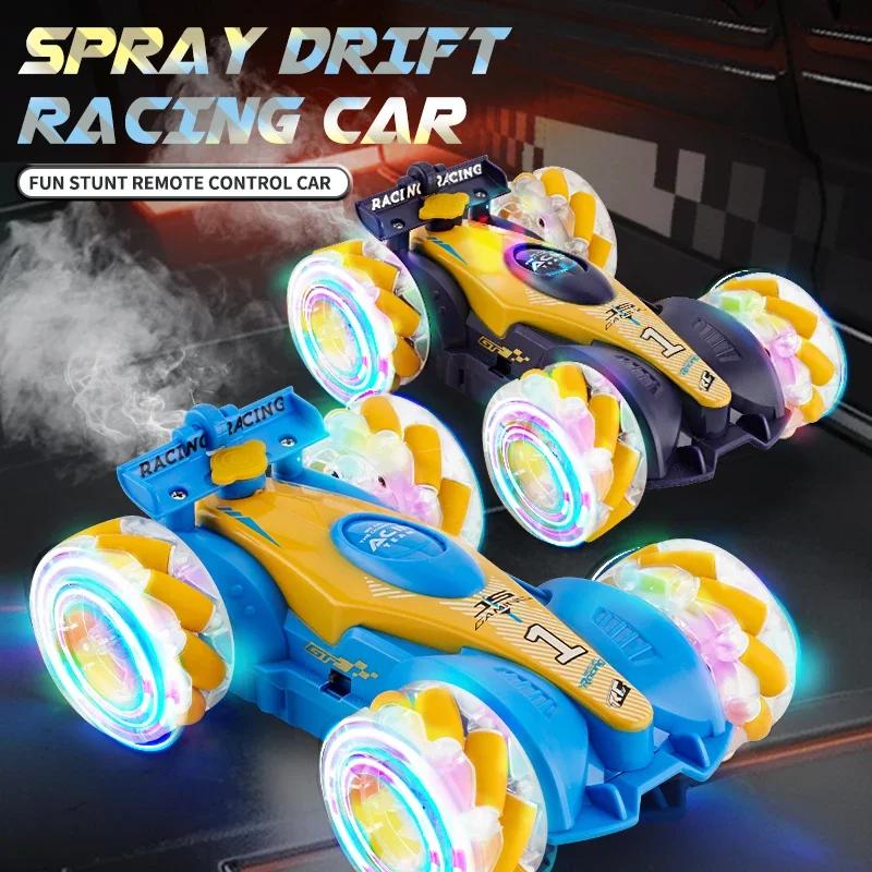 Non-Toxic Cool Light Rc Stunt Car 2.4G 4Wd Gesture Sensor With Spray Deformation Sound Remote Control Stunt Off-Road Drift Car Toy For Kid