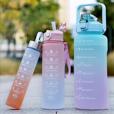 Set di 3 borracce da 2L/900ML/300ML, grande capacità, per sport, palestra, viaggi, fitness, tazze portatili con cannuccia