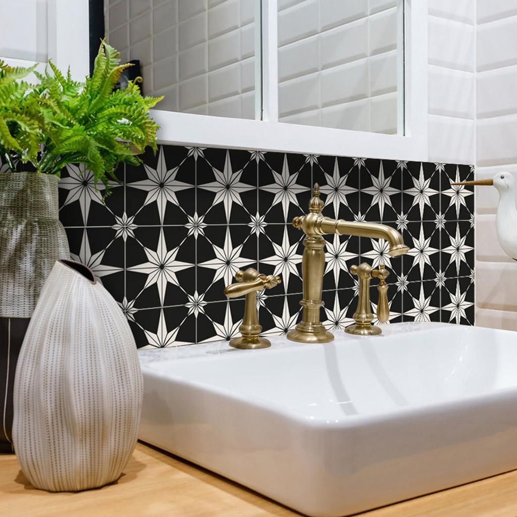 10pcs Bohemian Style Self-Adhesive Tile Wall Stickers,Waterproof Living Room Kitchen Bedroom Wall Decals, Vinyl Wall Stickers, Home Wall Decor