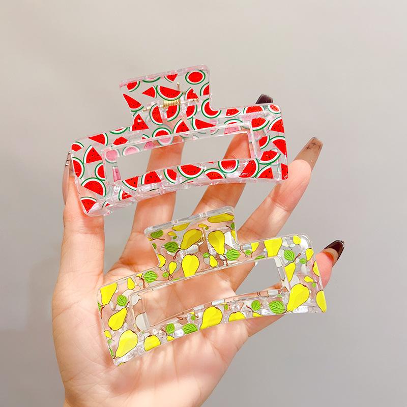 Fruit Acrylic Claw Clip Transparent Hair Plate Shark Clip For Women Girls Colorful Cute Crab Hair Clip Hair Accessories
