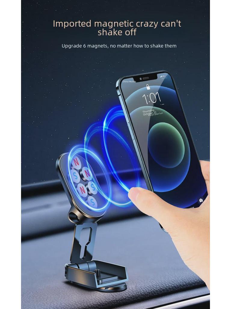 Soporte Magnético Multifuncional para Teléfono de Coche con Montaje Adhesivo Plegable