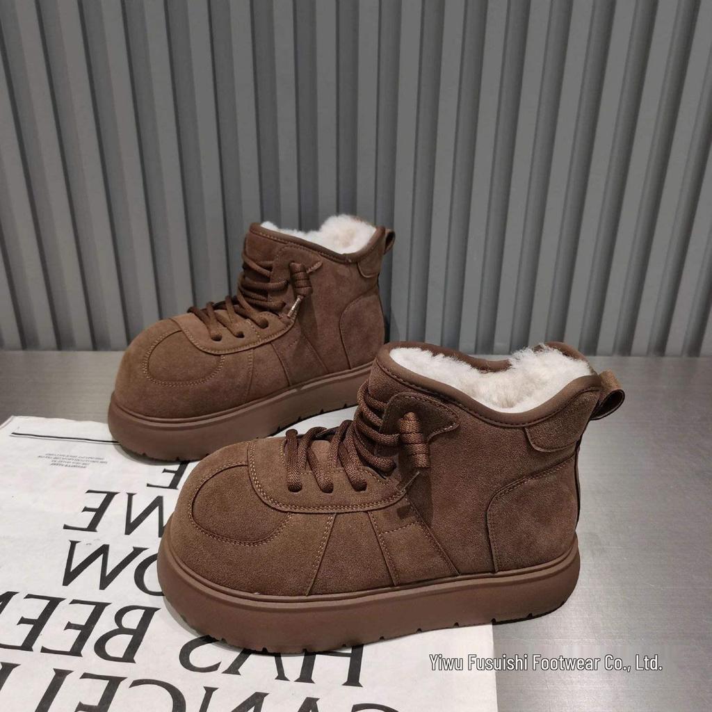 Botas de Neve de Algodão para Meninas com Cabeça Grande de Capivara e Veludo – Sapatos Pão para Todas as Estações 2025