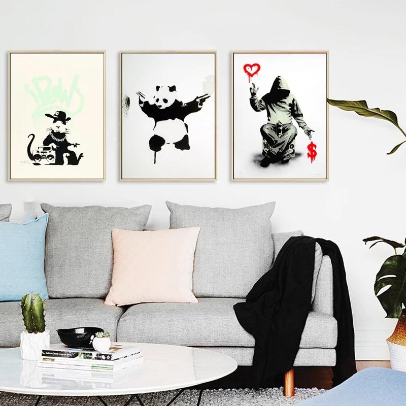 Banksy Street Graffiti Art Canvas Painting Wall Poster Nordic Classic Picture For Living Room Cuadros Home Decoration No Frame