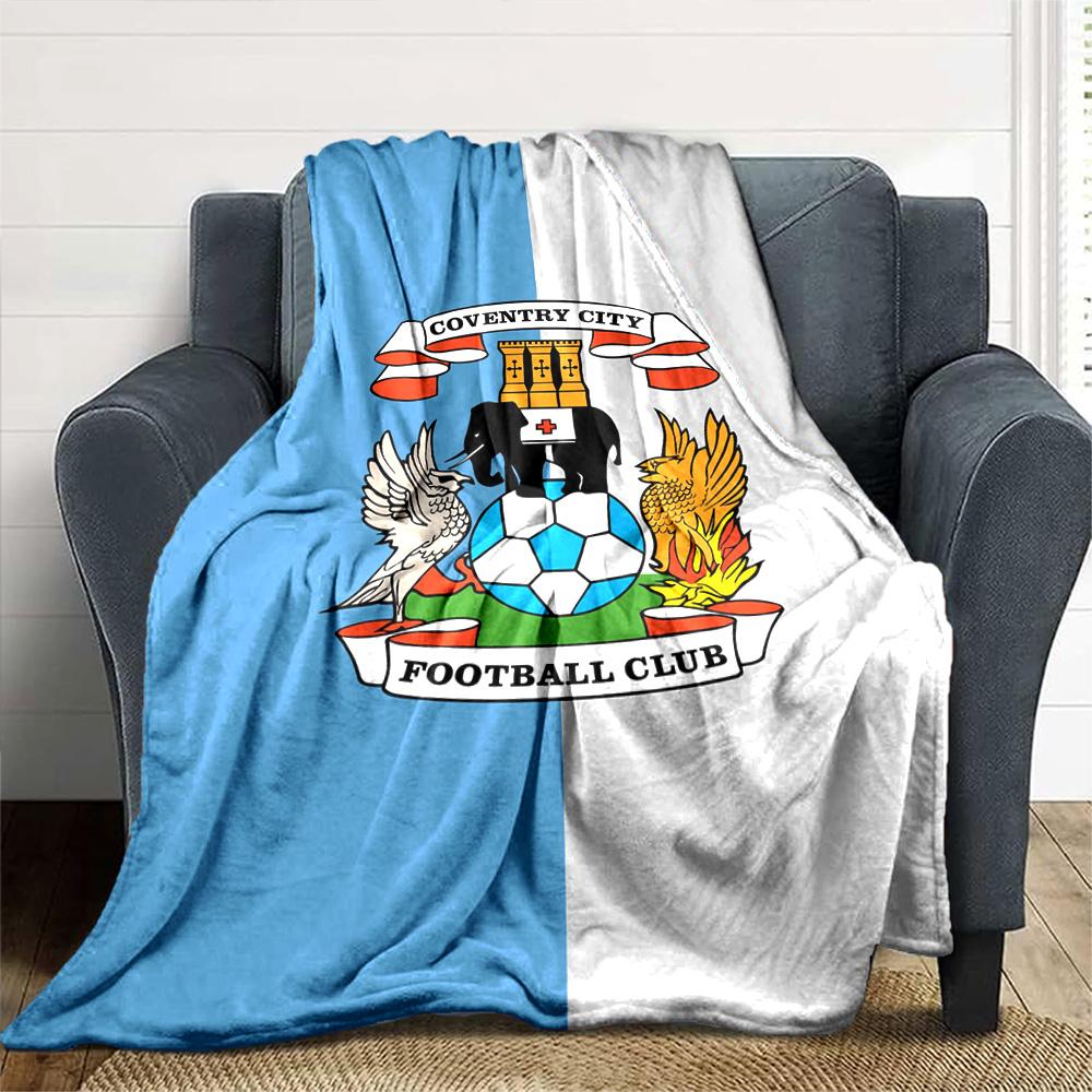 Coventry City Football Club Stemma Bandiera Stampa Coperta in Flanella Morbida Calda Coperta da Divano Letto Soggiorno