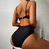 Women Monokini Hollow Out Spaghetti Strap Low-cut Backless Push Up Swimming Padded