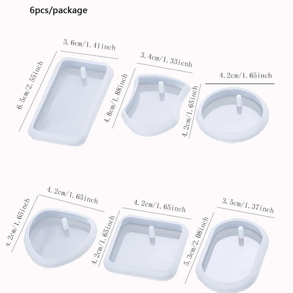 6pcs/1set-Pendant Silicone Mold DIY Oval Square Crystal Gemstone Shaped Necklace Keychain Earring Pendant Mold Epoxy Mold