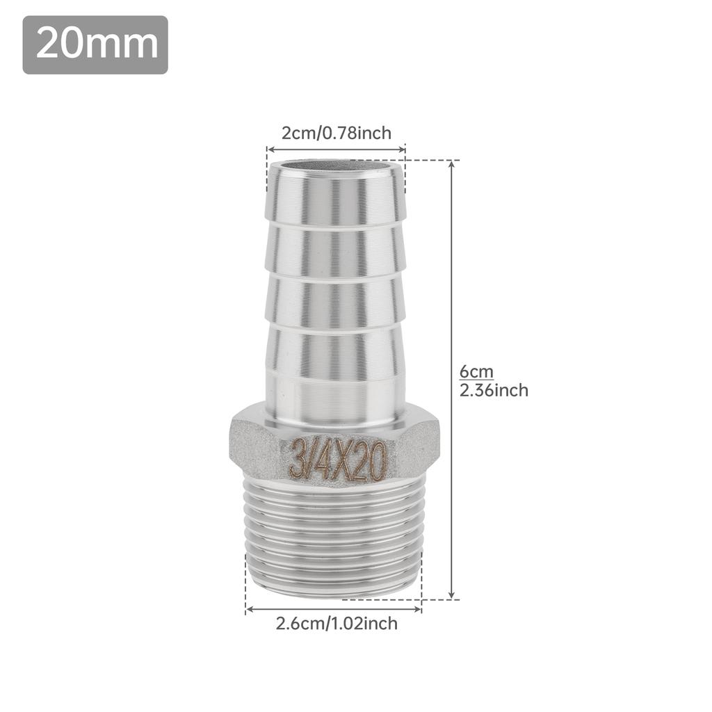 3/4 tums rostfritt stål taggade slangkopplingar taggkoppling för luft vatten bränsleledning reparation industriell
