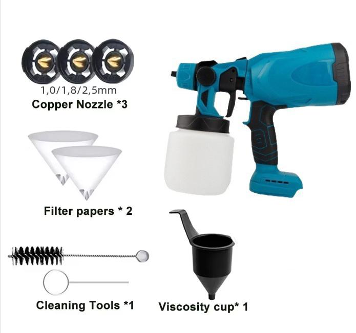 1000ML Electric Spray Gun High Power Cordless Paint Sprayer HVLP Auto Furniture Steel Coating Airbrush For Makita18V Battery pin