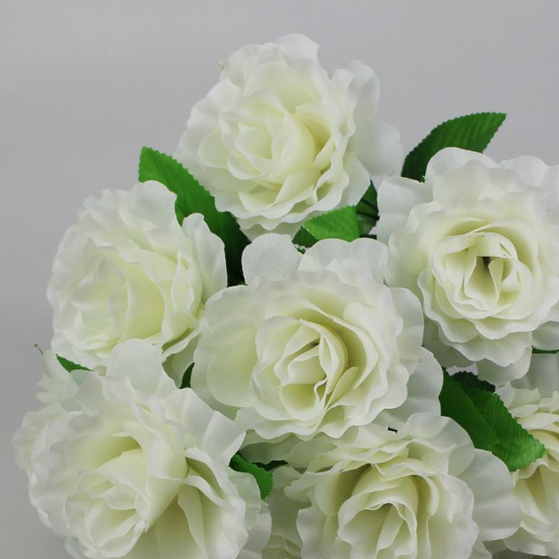 12Heads Silk Rose Artificial Flowers Fake Bouquet Wedding Party Home Grave Decor