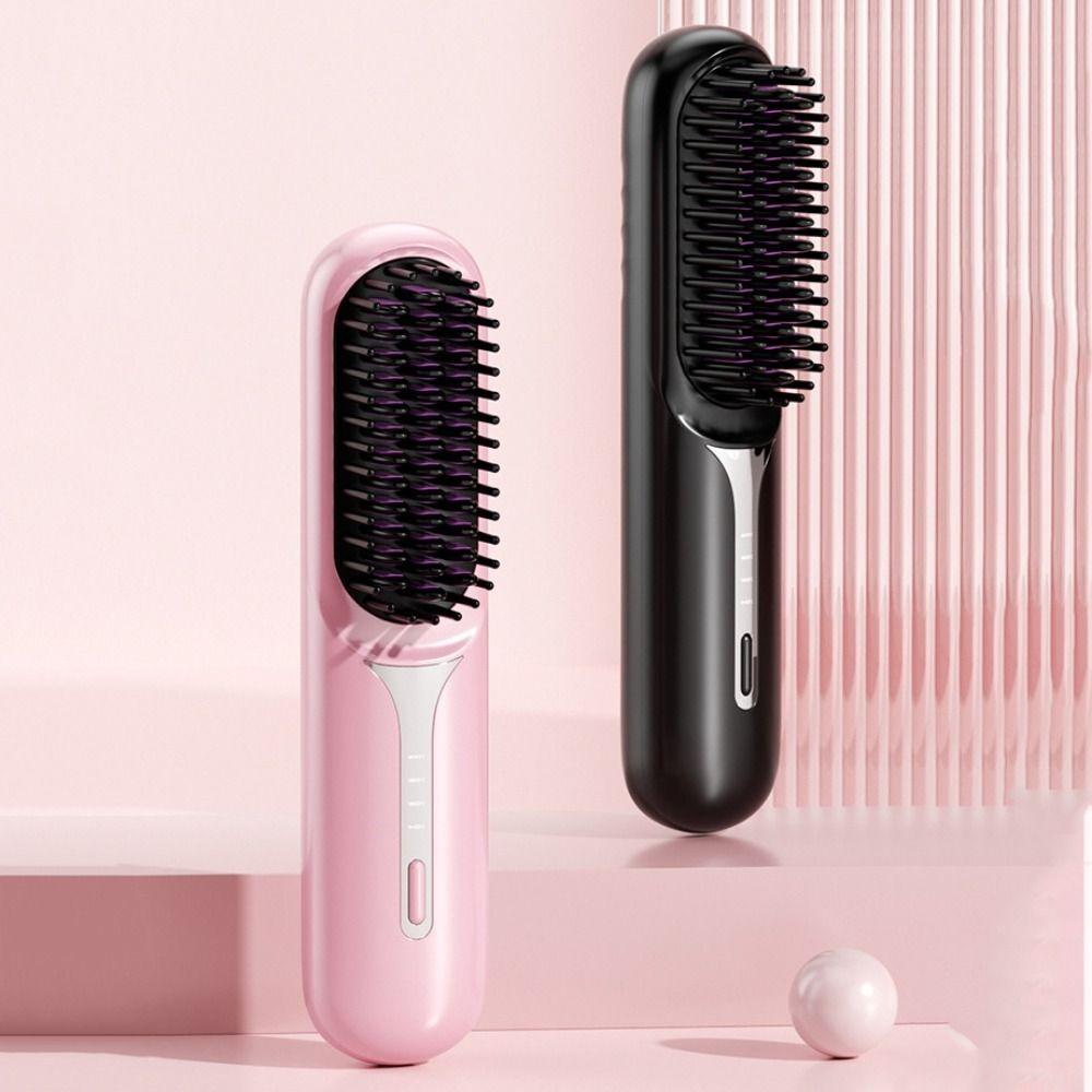 Negative Ions Portable Hair Comb USB Charging Hair Straightener Brush Heating Comb  Gift Women