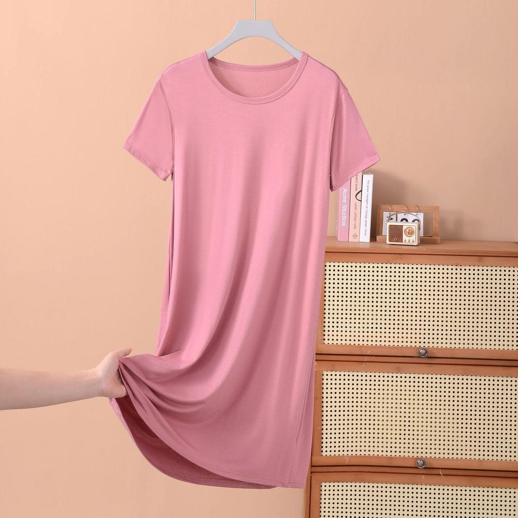 Women's L-8XL Sleepwear  Nightgowns Casual Short Sleeve Night Dress Plus Size Summer Nightshirt Ladies Sleep Wear Shirt