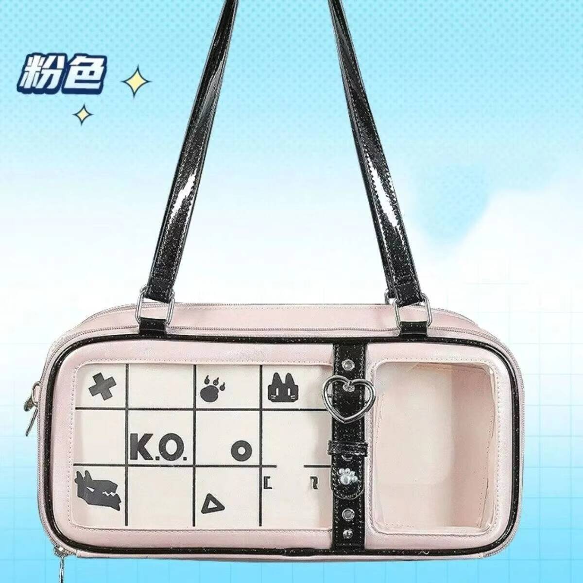 

New Y2K Original Design Ita Bag Fashion Women Shoulder Bag Sweet Girl Transparent Cosplay Handbag DIY Badge Display Underarm Bag 36x16x8cm