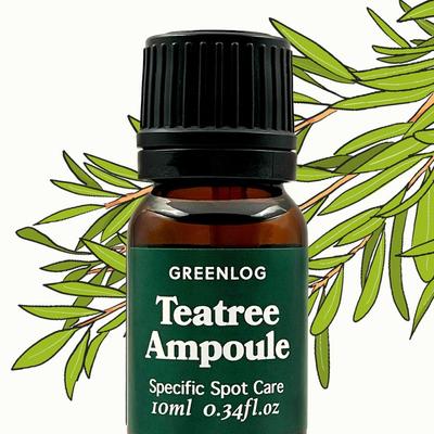 Green Log Tea Tree Spot Ampoule Pimple Acne Seborrheic Trouble Essence per Cuoio Capelluto, 10ml, 10g, 1 pezzo
