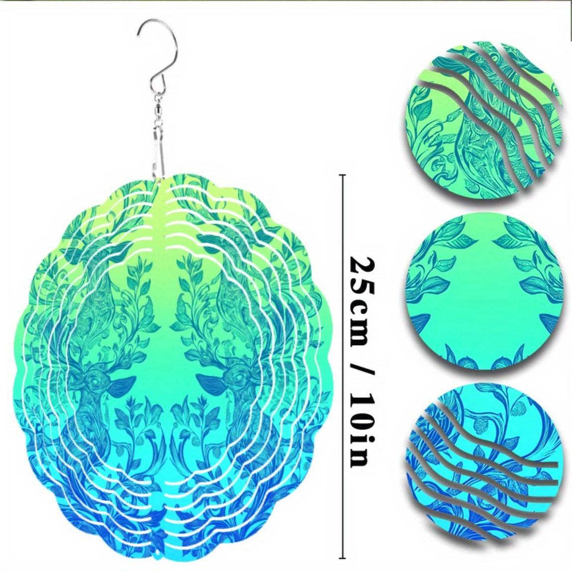 

360 Degree Hanging Metal Wind Spinner with Leaf Design Green to Blue Gradient Finish for Balcony Lawn Garden Decor All Season Gift 01A