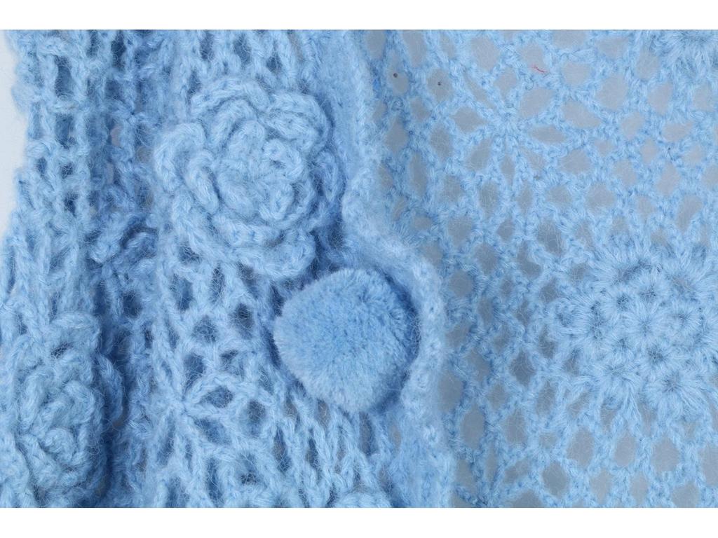 Handmade Retro Rose Crochet Openwork Cardigan Sweater for Women