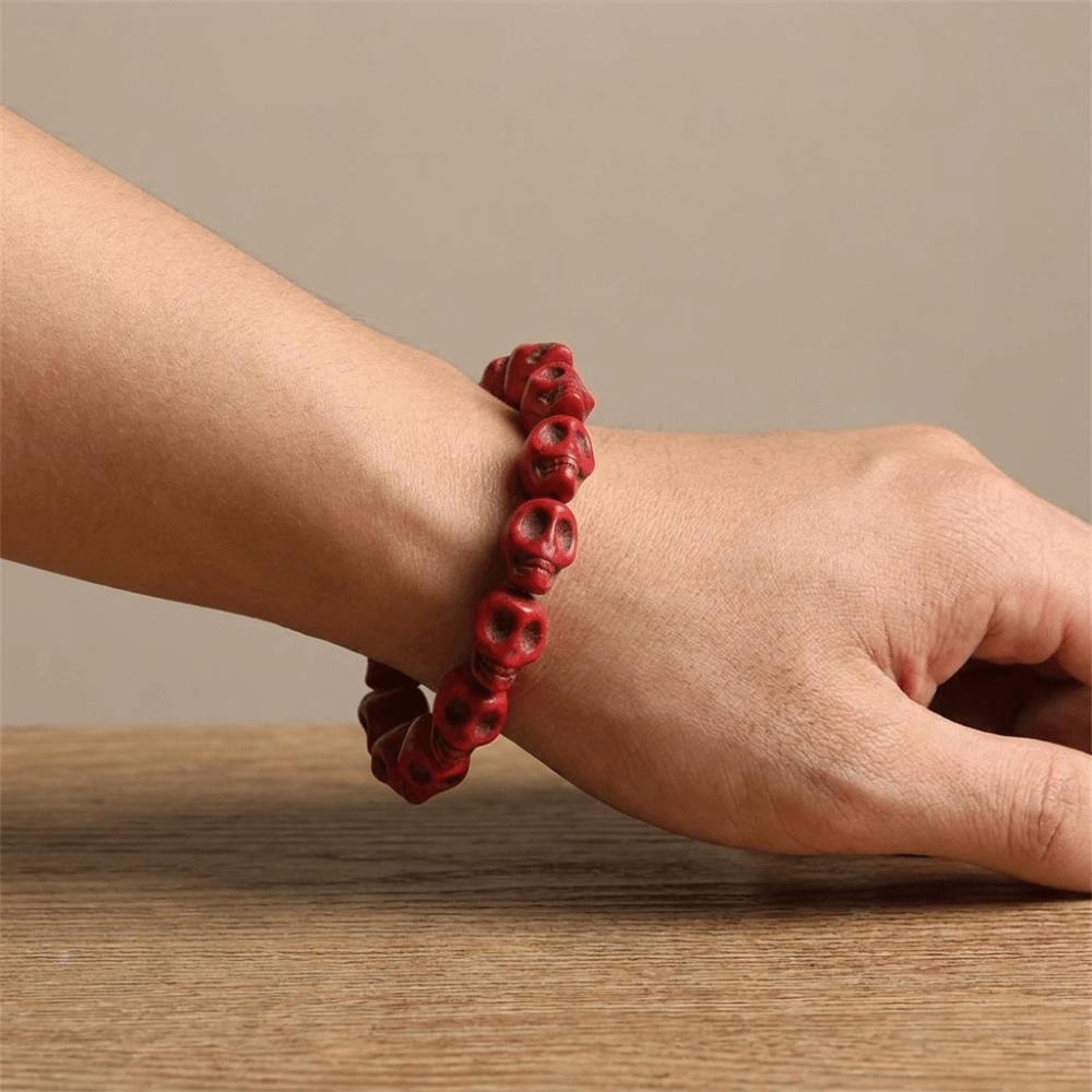 Buntes Skelett Perlenarmband Acryl Elastisches Armband Vintage Totenkopf Perlenarmband Freundschaftsgeschenk