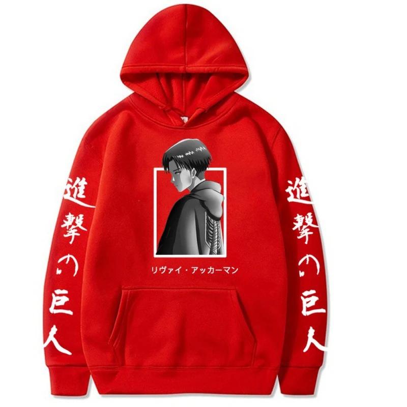 Anime Attack On Titan Levi Ackerman Print Hooded Men Women Classic Hoodies Oversized Sweatshirt Harajuku Unisex