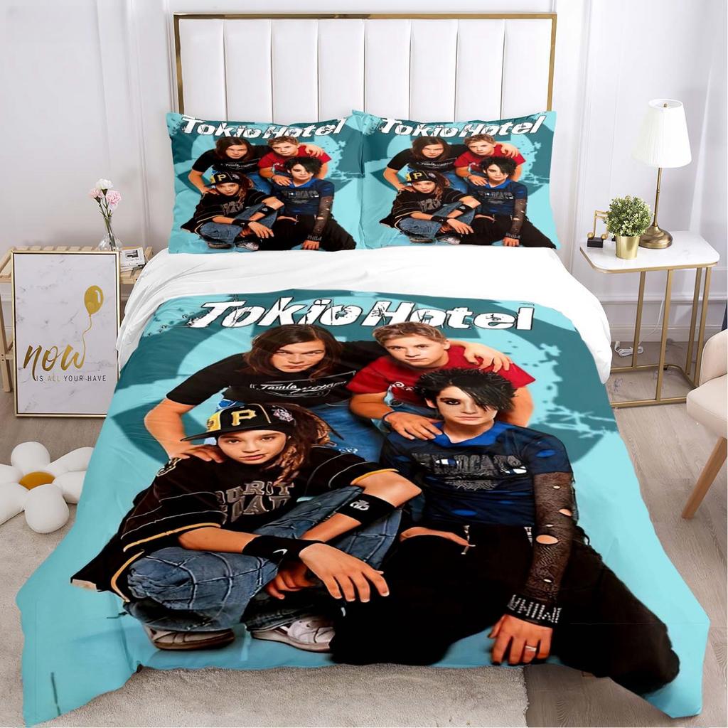 Tokio Hotel 3D Tisk Rocková Kapela Celoroční Povlak na Přikrývku Ložní soupravy Měkký Potah na Přikrývku a Povlaky na Polštáře Jednolůžko_Dvoulůžko_Queen_King