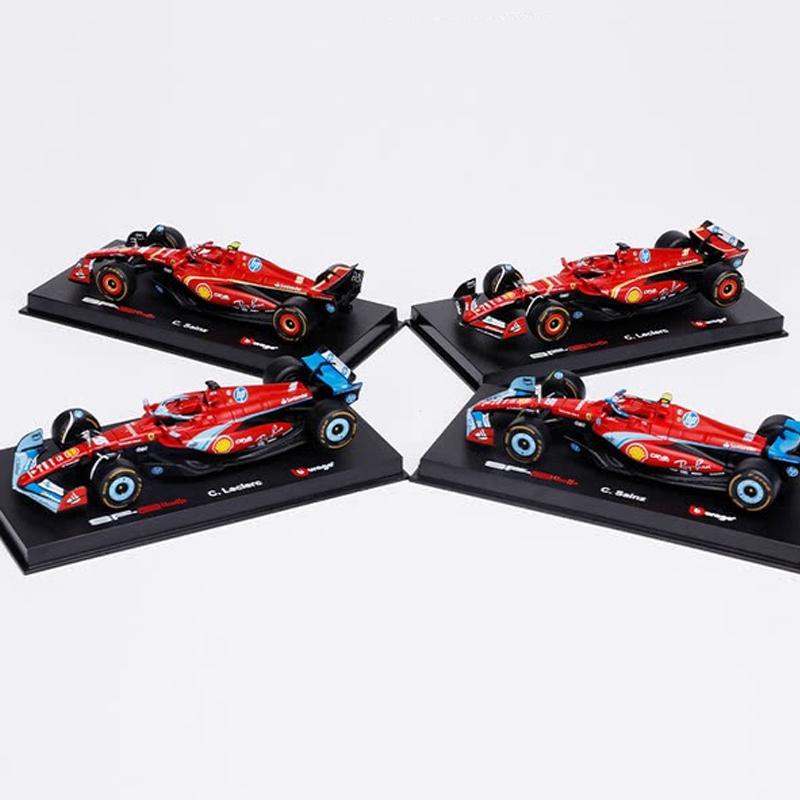 Bburago 1:Ensemble de 43 Modèles de Voitures de Course Ferrari F1 Diecast - 4 Pièces Voitures de Course de Collection Jouet Cadeaux de Noël Anniversaire pour Fans de F1 Décoration de Bureau