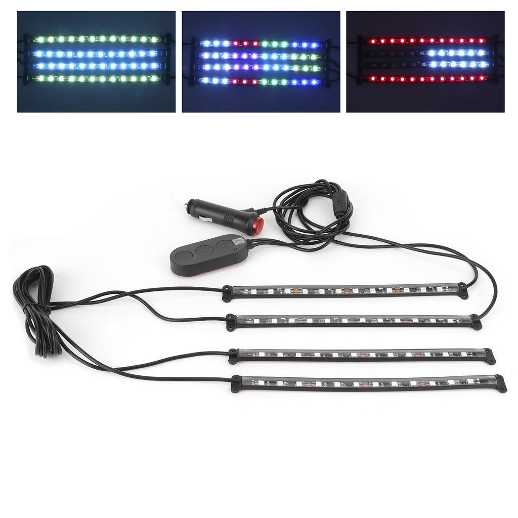 Interior Ambient Light Dynamic Decorative 4 RGB Lamp Strips Remote Control by Phone Bluetooth APP