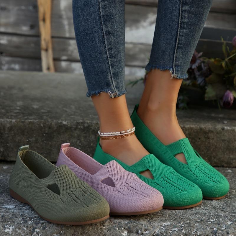Fashion Ladies Shoes 2024 New Slip On Women Flats Autumn Round Toe Breathable Mesh Solid Solft Sole Light Casual Flat Comfortable Shoes