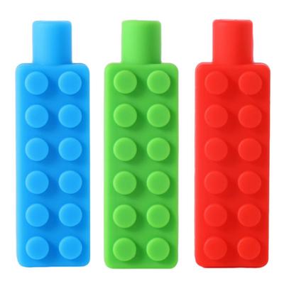 Baby Molar Stick Food Grade Silicone Rainbow Building Block with Cord Prevent Swallow Block Oral Motor Practice Sensory Chew Necklace Teether