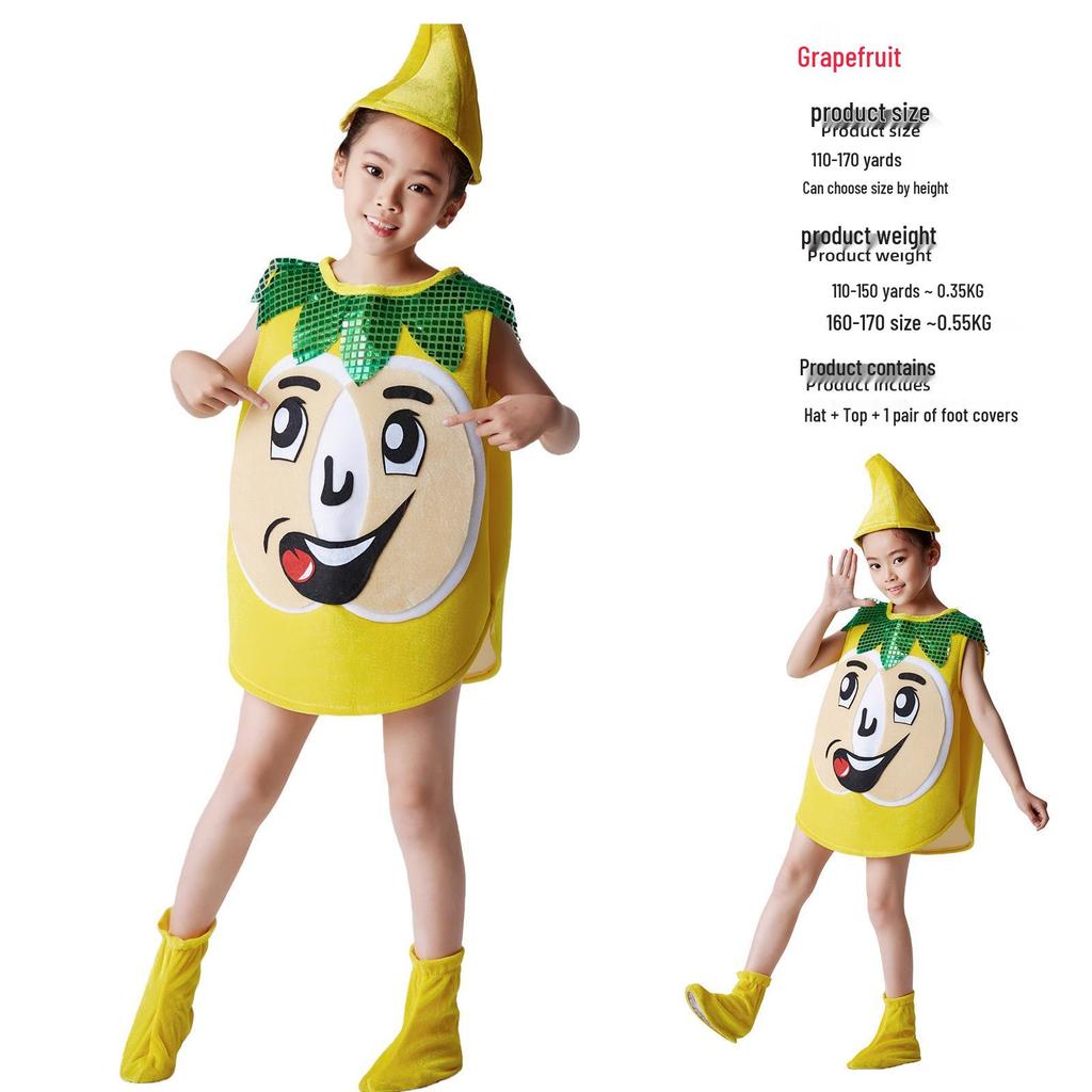 Children's Fruit-Themed Dance Costume: Apple, Banana, Strawberry, Pitaya Cosplay