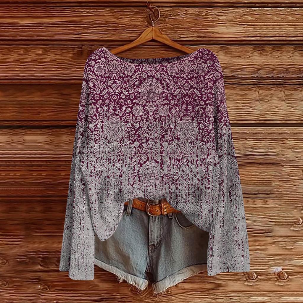 Women's Fashion Vintage Lightweight Sweater Casual Long-Sleeve Knit Pullover Top