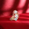 Elegant Christmas Snowman Brooch Stylish Pearls Breastpin Enamel Metal Lapel Pins for Women Festive Holiday Gift for Her