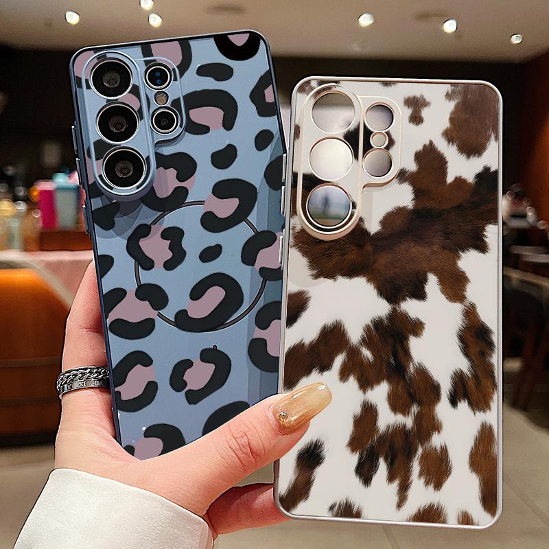 Magnetic Leopard Print Pattern Phone Case For Samsung Galaxy S26 S25 Ultra Edge S24 S23 FE A57 A17 A56 A37 A16 A36 A55 A54 Cover