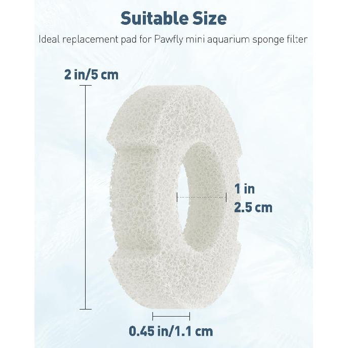 Pawfly 4 Pack Aquarium Bio-Sponge Filter Replacement Sponges White Foam for This Small 5 Gallon Sponge Filter