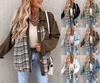 Jeansjacke Karierte Knopfleiste Hemdjacke Damen Patchworkjacke Warm Bequem Pendler Langärmliges Hemd Herbst Winter