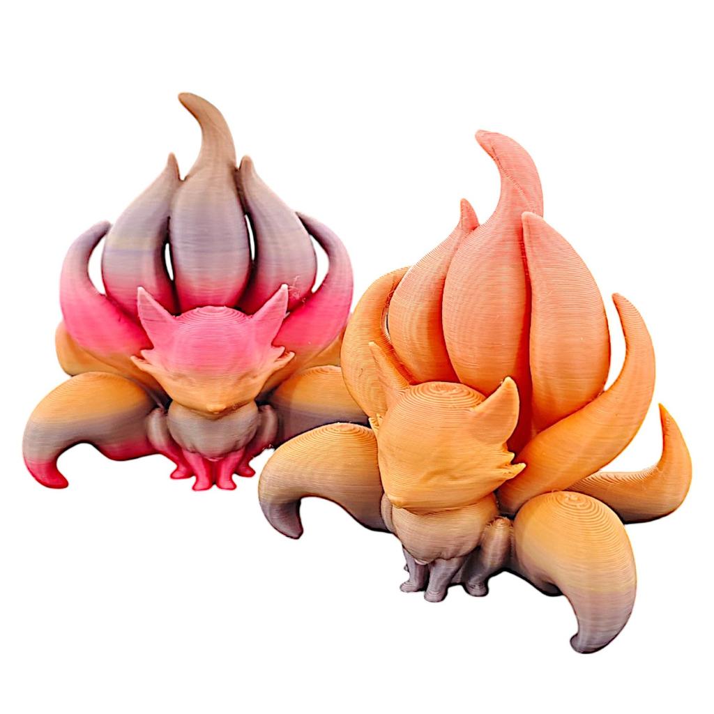 3D Printing Nine Tailed Fox Toy Statue Creative Desktop Small Ornament Cute Simulation Fox Model Car Decoration Small Ornament