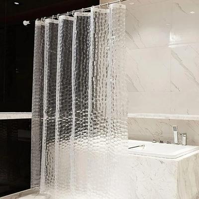 Water Cube Shower Curtain Transparent Waterproof 3D EVA Bath Curtains Liner for Bathroom Bathtub Bathing Cover with Hooks