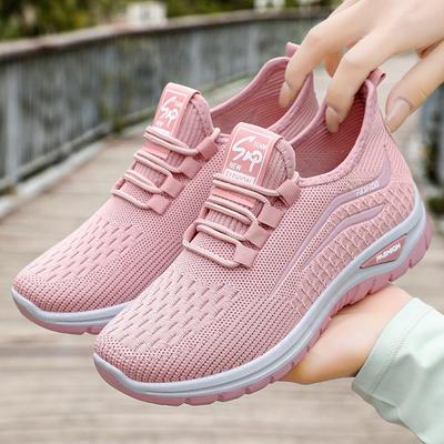 Sneakers Women's Summer Breathable Casual Single Shoes Fly-woven Lace-up Women's Shoes Soft Sole Not Tired Feet Running Shoes