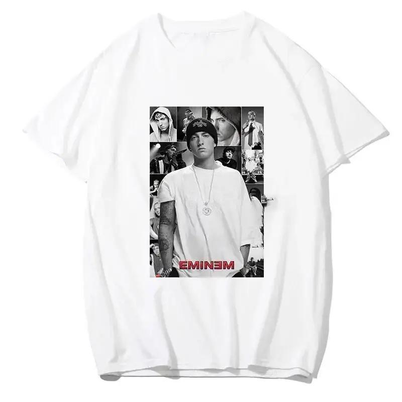 2025 Sommer Rapper Eminem Grafikbedrucktes T-Shirt Herren Retro Reine Baumwolle HipHop Mode Lässig Locker geschnittenes T-Shirt Damen