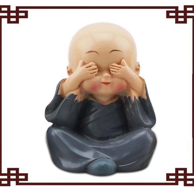1 Set İçinde 4 Adet Bebek Buda Heykeli Kung Fu Keşiş Heykeli Araba Aksesuarları