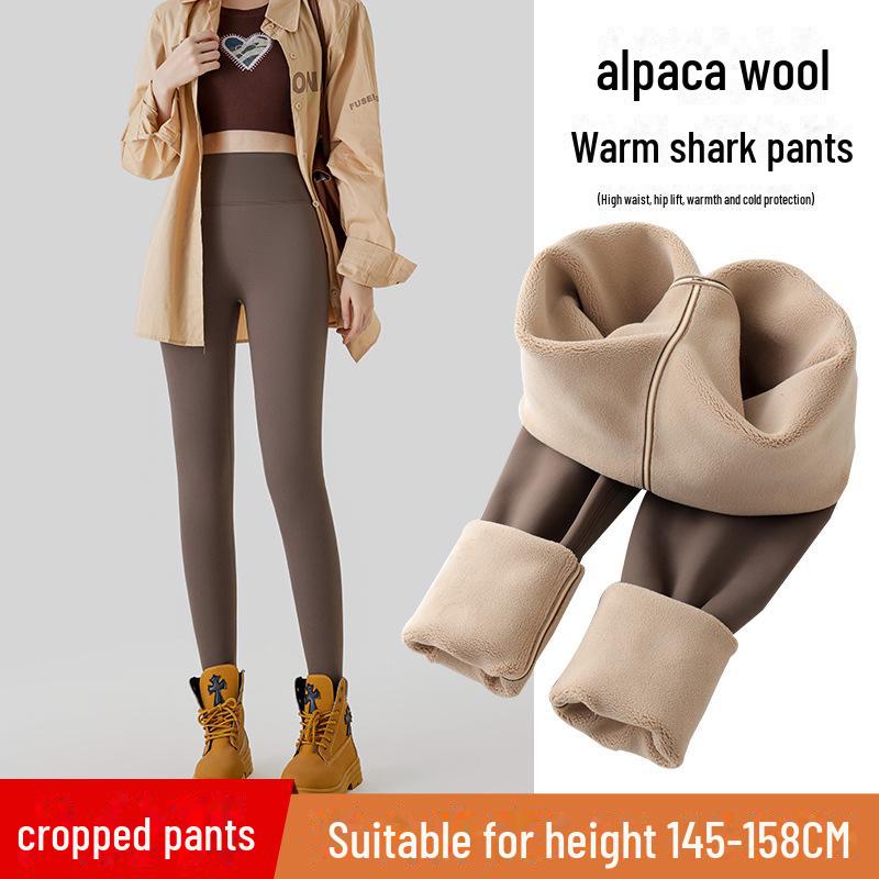 Women's High-Waisted Velvet Leggings - Thick, Warm Gray Yoga Pants for Autumn/Winter 2024