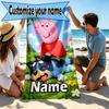 Custom Name Personalized Pink Pig Print Beach Towel, for Trip Camping Beach Party Home Decor, Birthday Gift for Family & Friends