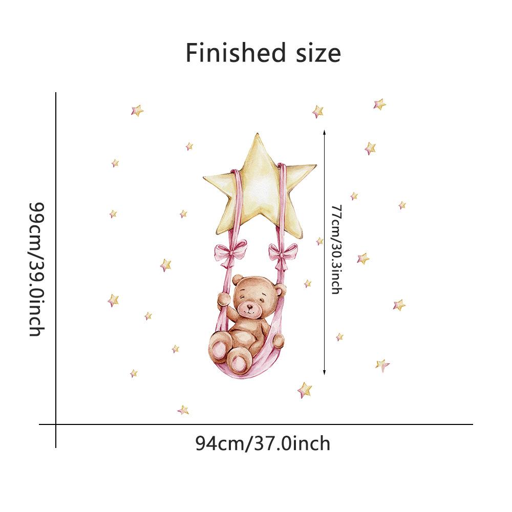 Hand-painted Cloud Rainbow Cute Little Bear Wall Sticker Children's Room Bedroom Baby Room Decoration Sticker Animal Sticker