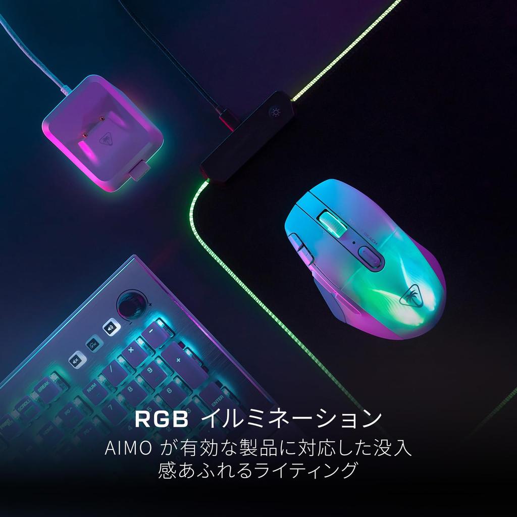 Turtle Beach Kone XP Air Wireless Gaming 19K with Charging Dock and Reflex RGB Light Mouse, 2.4GHz/Bluetooth, White, Optical, Multi-Button, 99g,
